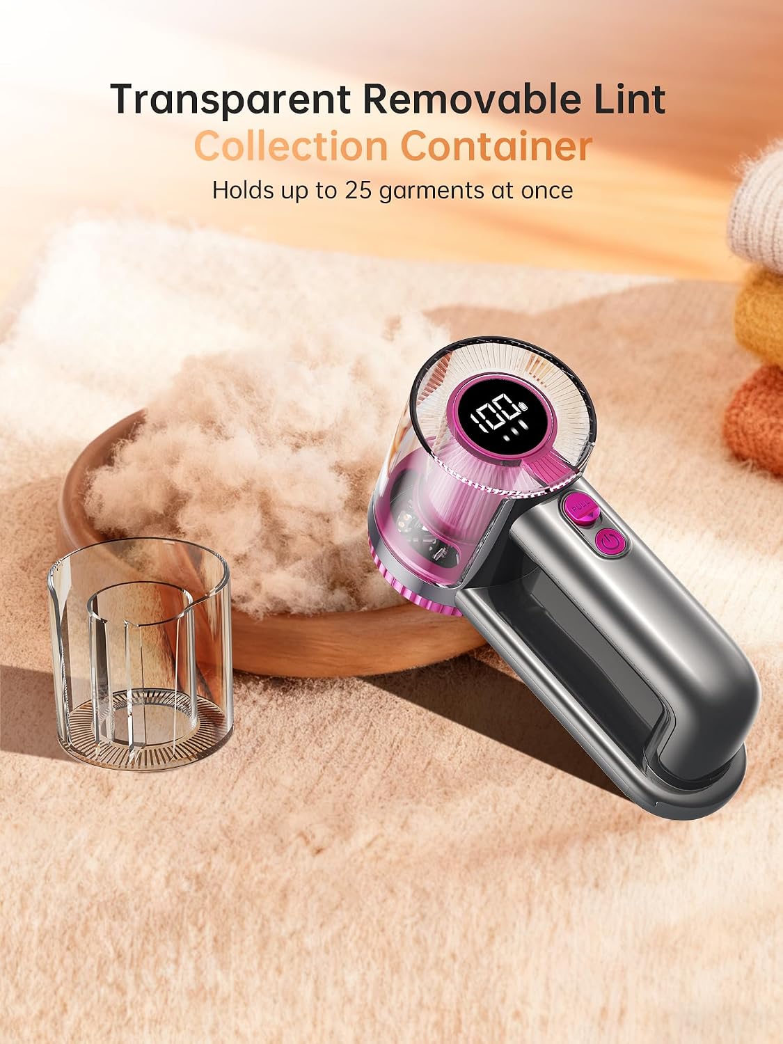 2-in-1 Rechargeable Fabric Shaver & Lint Remover,1800mAh | 3-Speed Lint Shaver with Digital LED Display, Type-C Fast