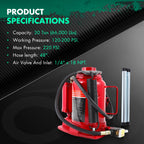 SCITOO 30 Ton Pneumatic Air Hydraulic Bottle Jack with Manual Hand Pump