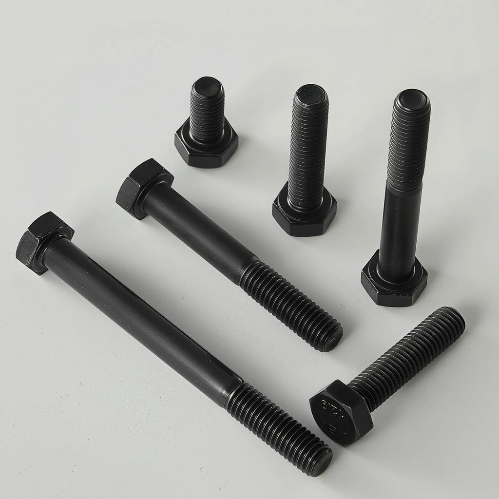 M12x1.75 x 35mm Hex Head Screws Bolts, 12.9 Grade Alloy Steel, Hexagon Head Bolts, Black Oxide Finish, Full Thread, Quantity 8