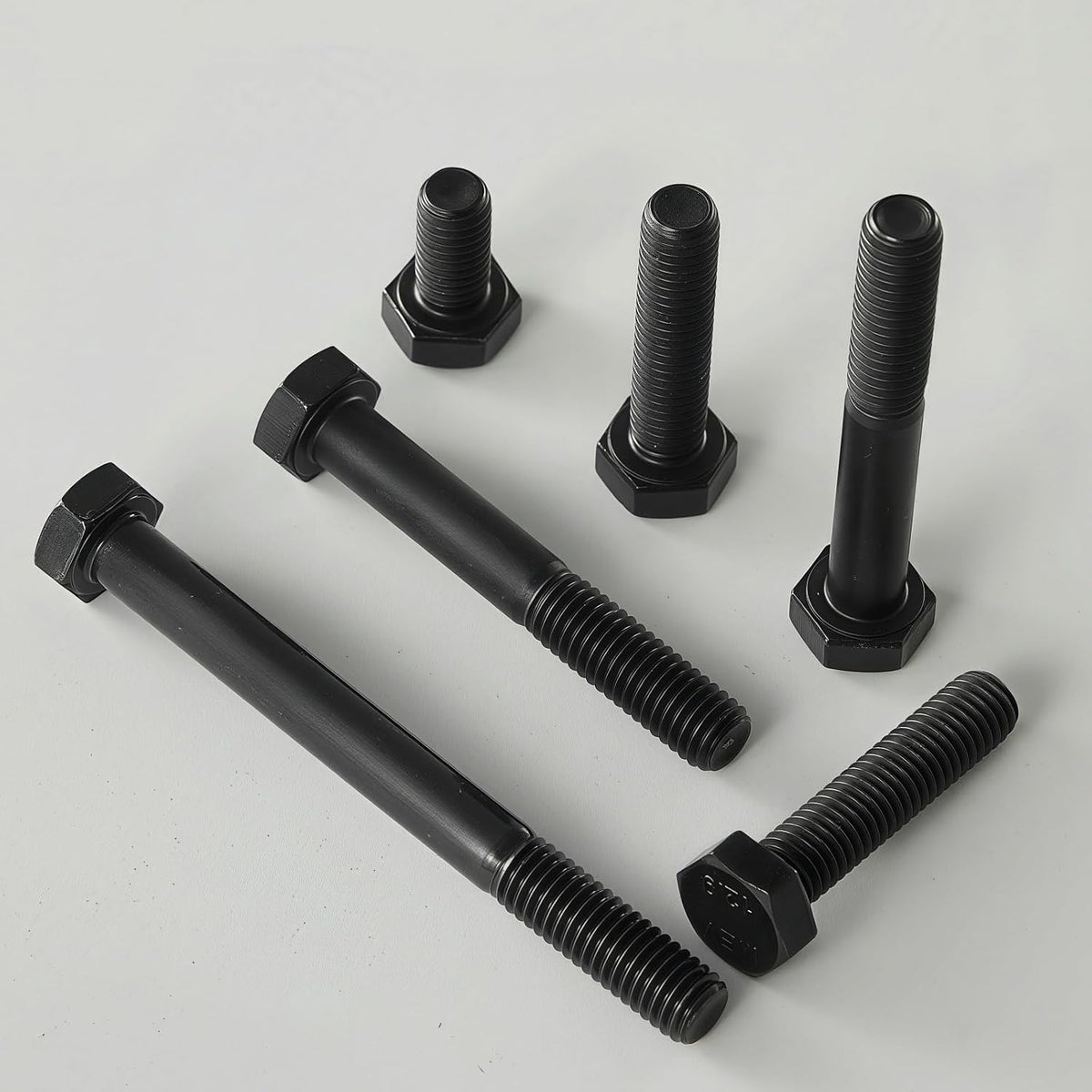 M12x1.75 x 35mm Hex Head Screws Bolts, 12.9 Grade Alloy Steel, Hexagon Head Bolts, Black Oxide Finish, Full Thread, Quantity 8
