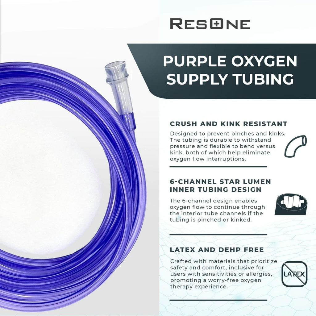 50Ft Oxygen Supply Tubing, Crush Resistant, Standard Connectors for Nasal Cannulas, Cannula Nasal Tubing, Oxygen