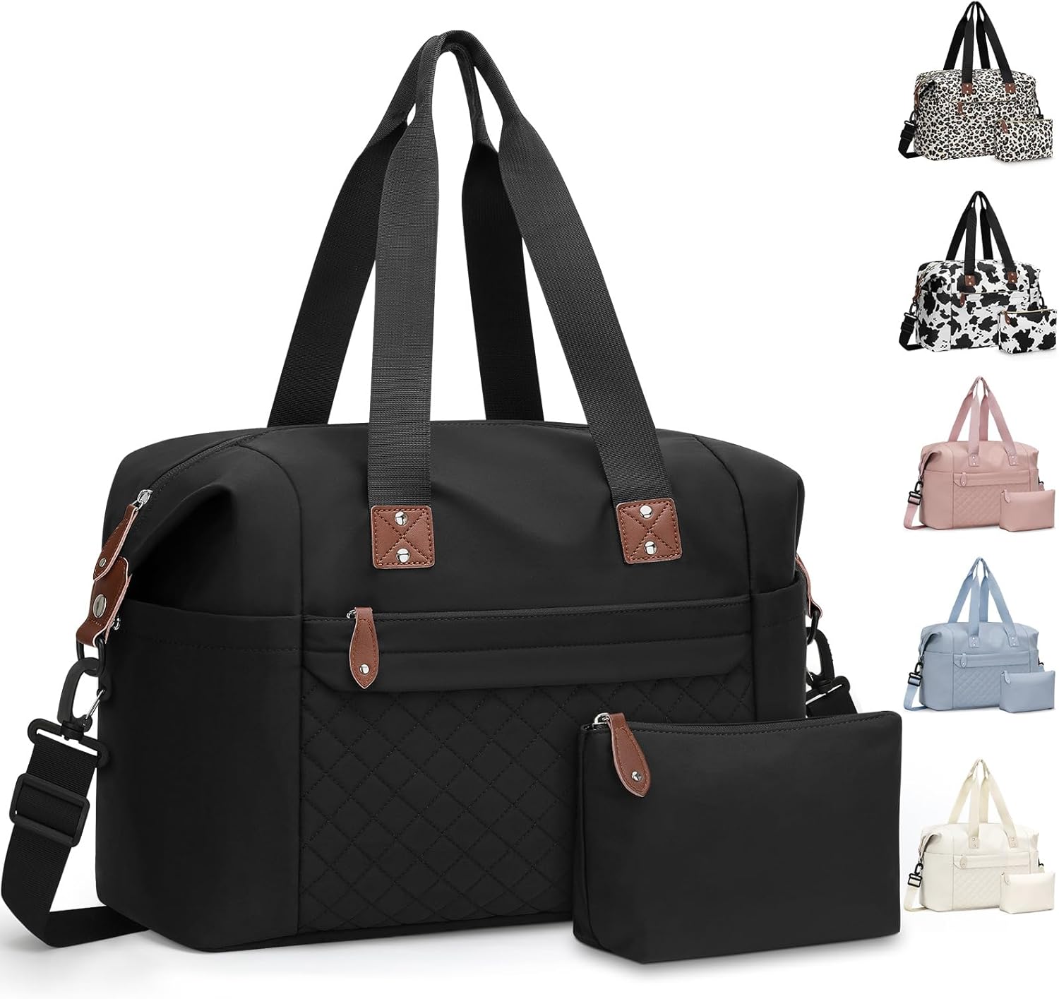 Travel Duffle Bag, Waterproof Weekender Overnight Hospital Bags for Women Men with Toiletry Bag Lightweight Carry on