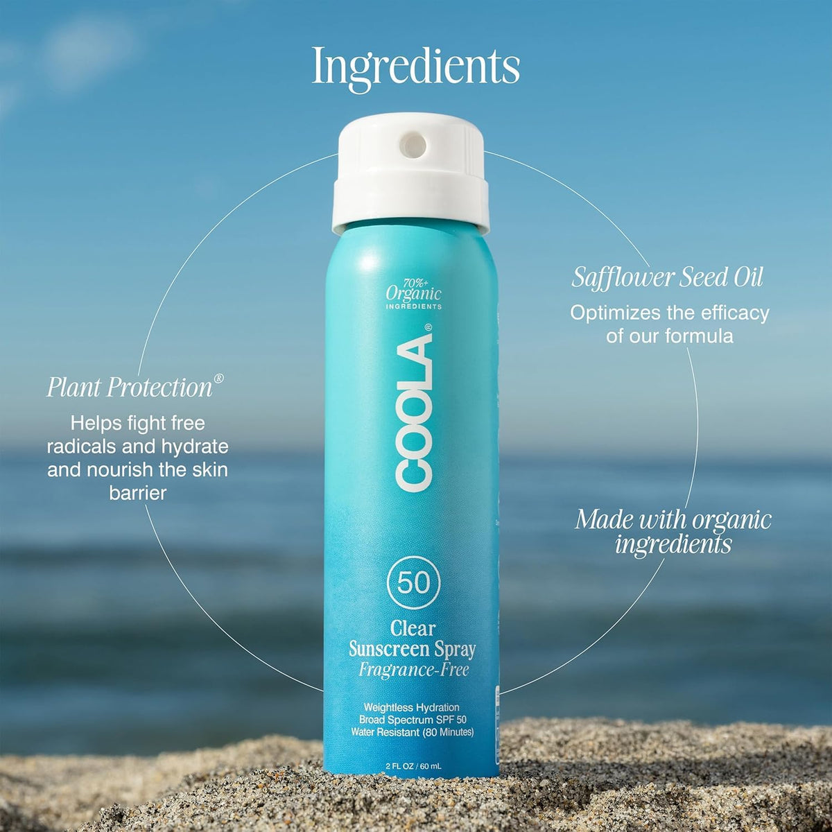 Clear Sunscreen Spray SPF 50, Fragrance Free, 2 fl oz