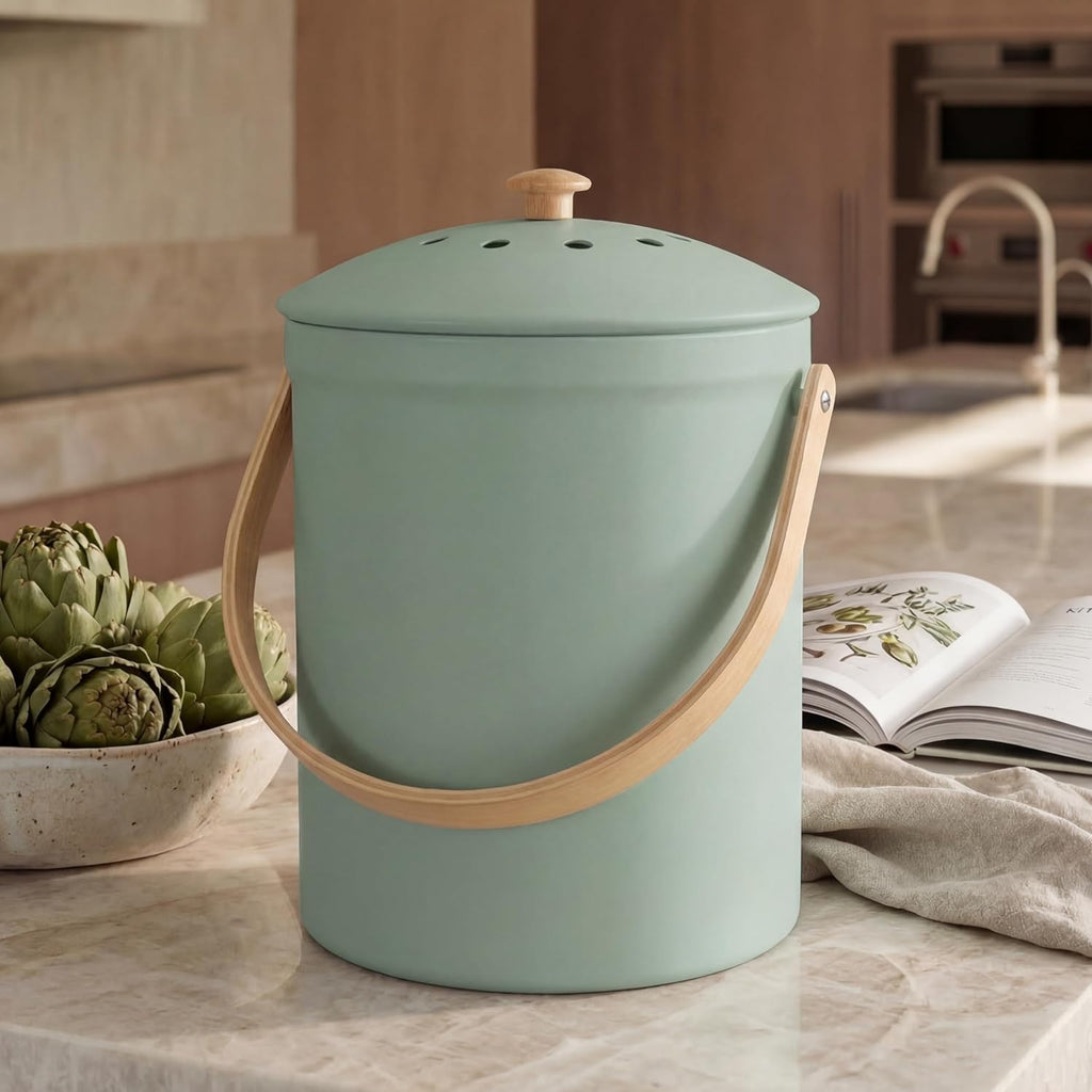 Beautiful Kitchen Compost Bin with Smell Proof Lid - Rust Proof and Odorless Compost Bucket for Your Countertop with