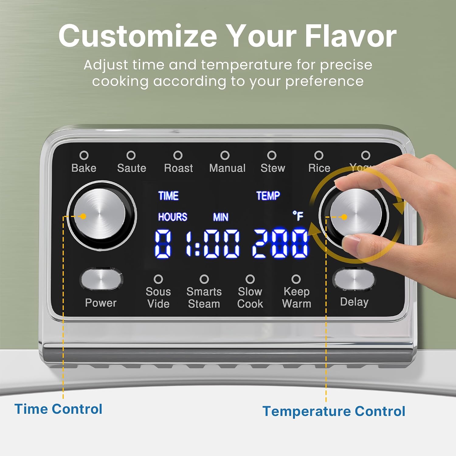 12-in-1 Programmable Slow Cooker Roaster Oven, 8 Quart Digital Multi-Cooker Food Warmer with Timer, Temp Control &