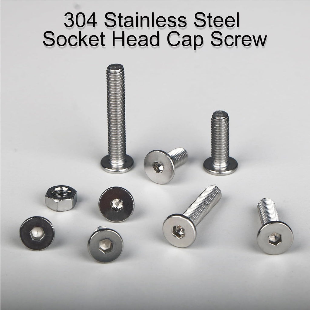 185Pcs M5 Metric Flat Head Hex Socket Cap Screws Bolts and Nuts Kit