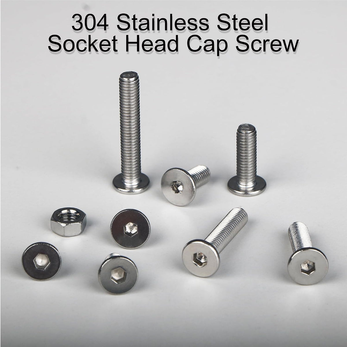 185Pcs M5 Metric Flat Head Hex Socket Cap Screws Bolts and Nuts Kit