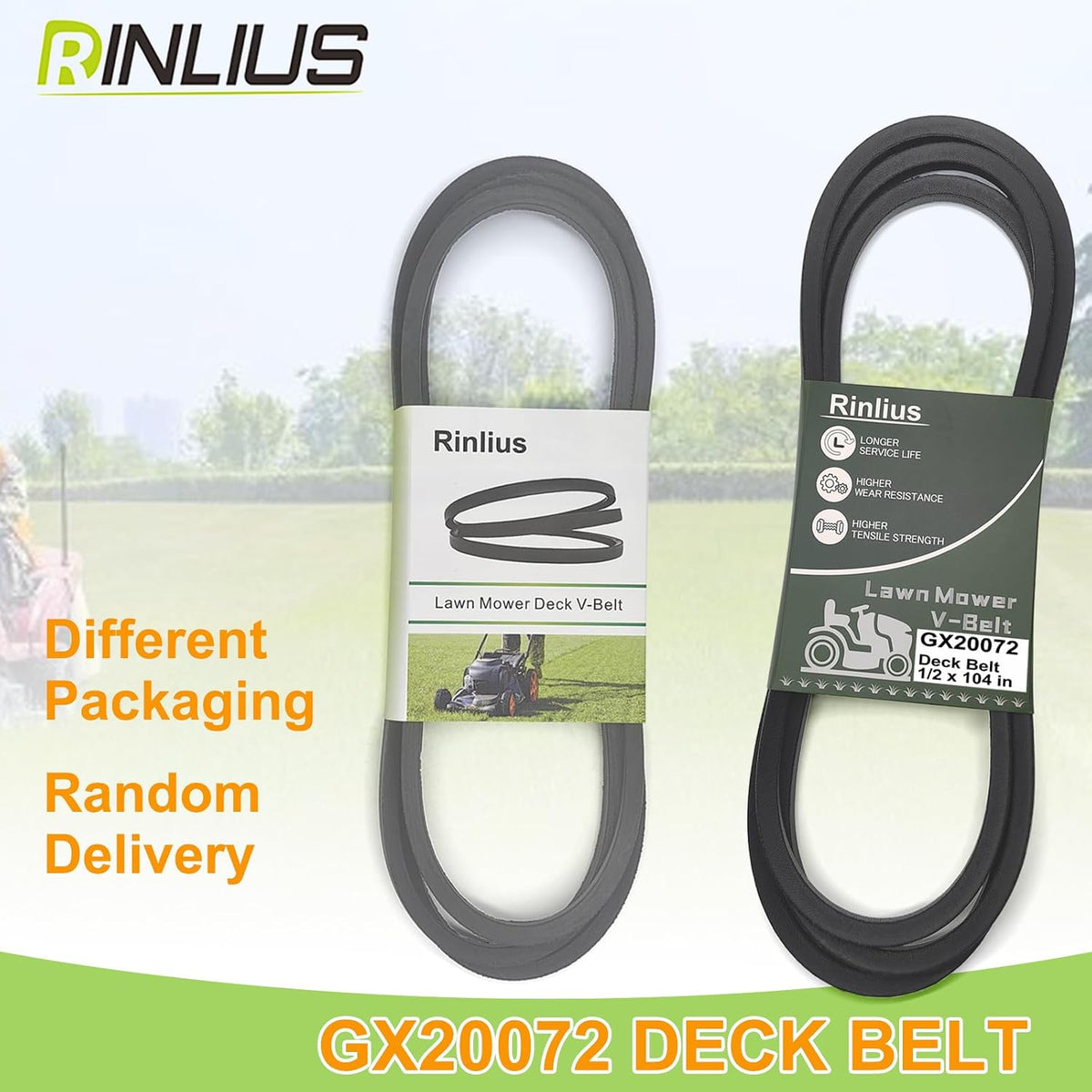 Mower Deck Belt GX20072 for John Deere LA105 LA115 L110 D110 L100 L130 L1742 D100 D120 D130 GY20570 42 inch Deck Riding Lawn Mowers(1/2" x 104")