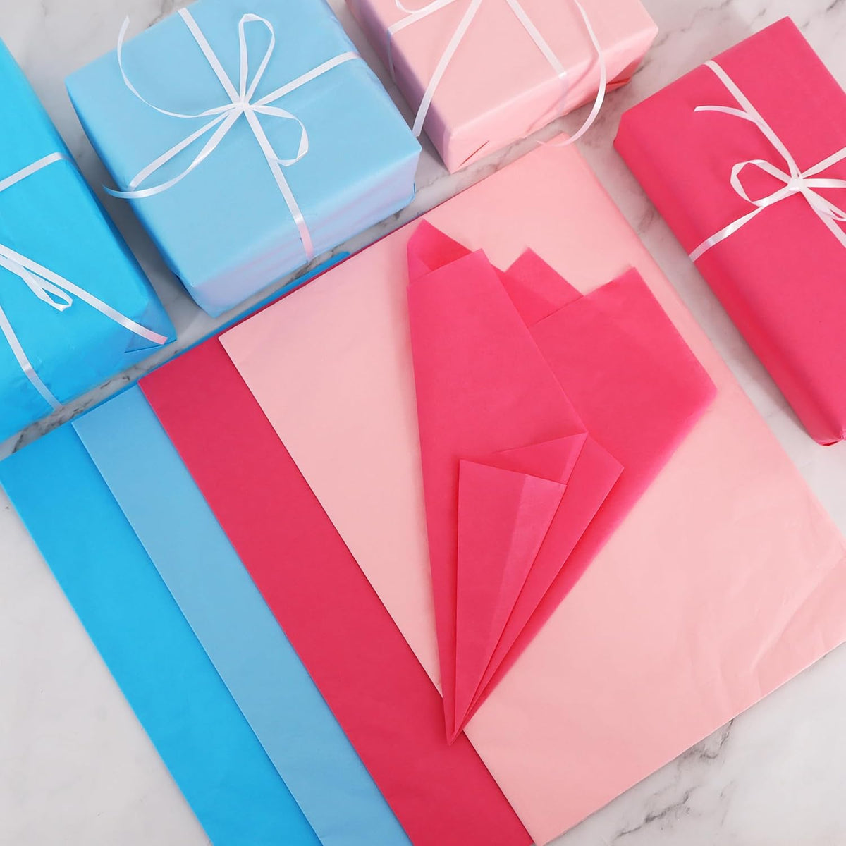 80 Sheets Pink Blue Tissue Paper Bulk for Gift Wrapping Gift Bags