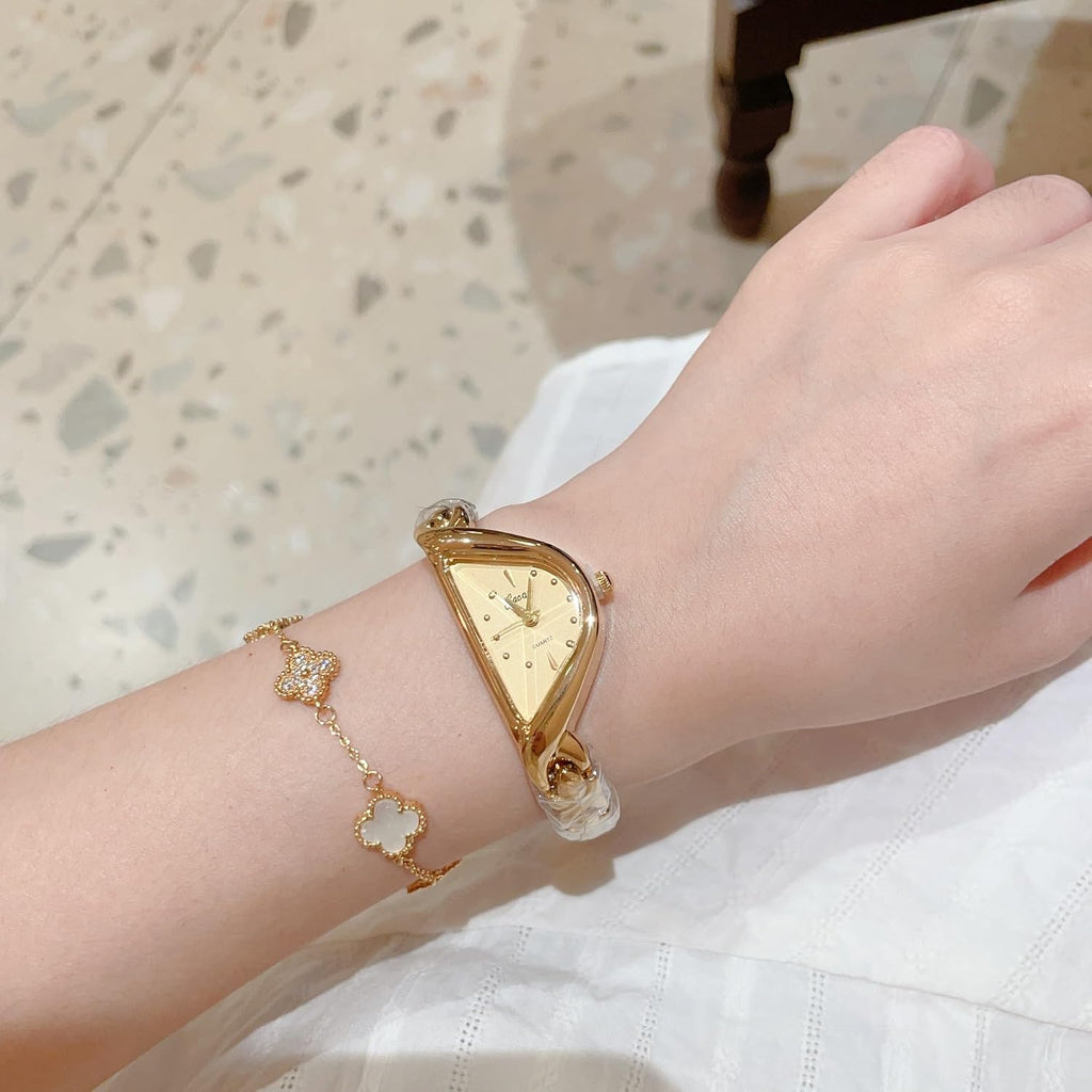 Fashion Irregular Shape Women’s Bracelet Watch, Elegant Dainty Ladies Quartz Wrist Watch with Unique Curved Case