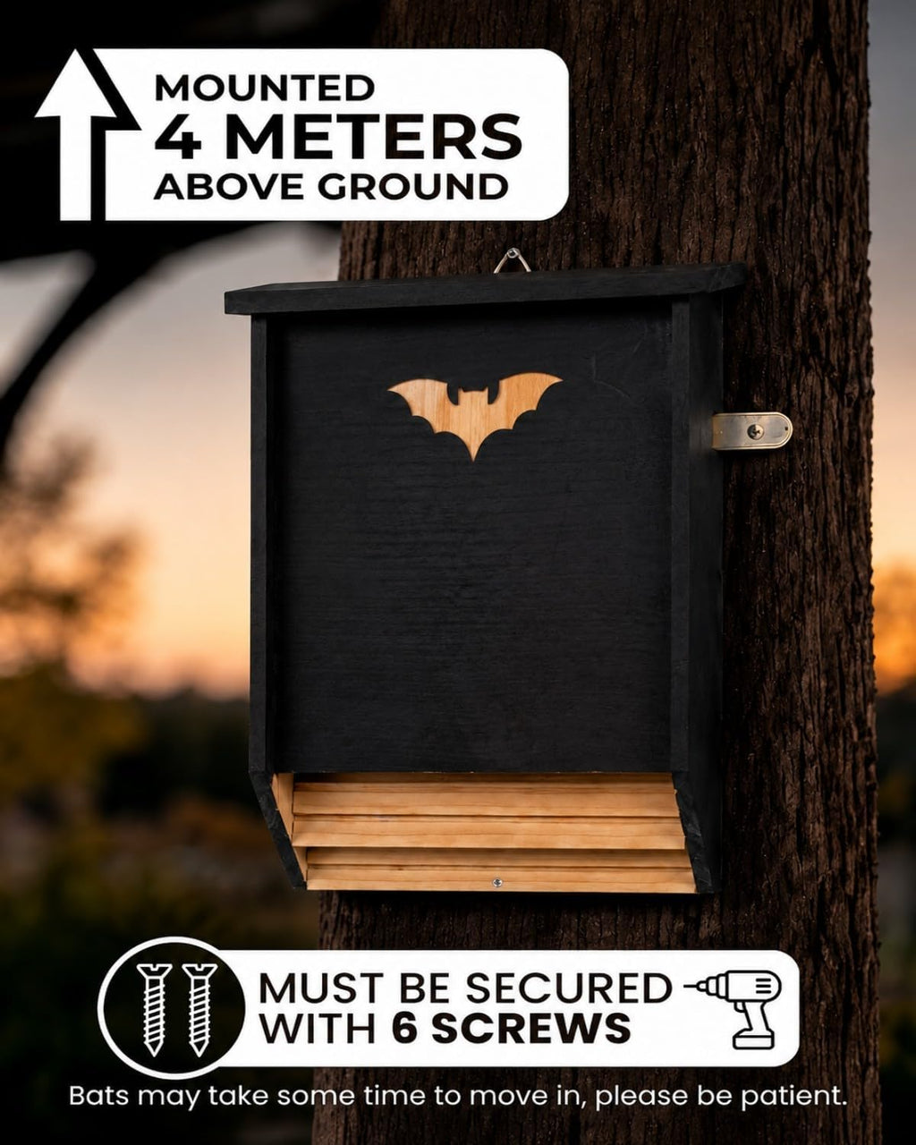 Bat Houses, Weatherproof Two Chamber Bat Box for Outdoors