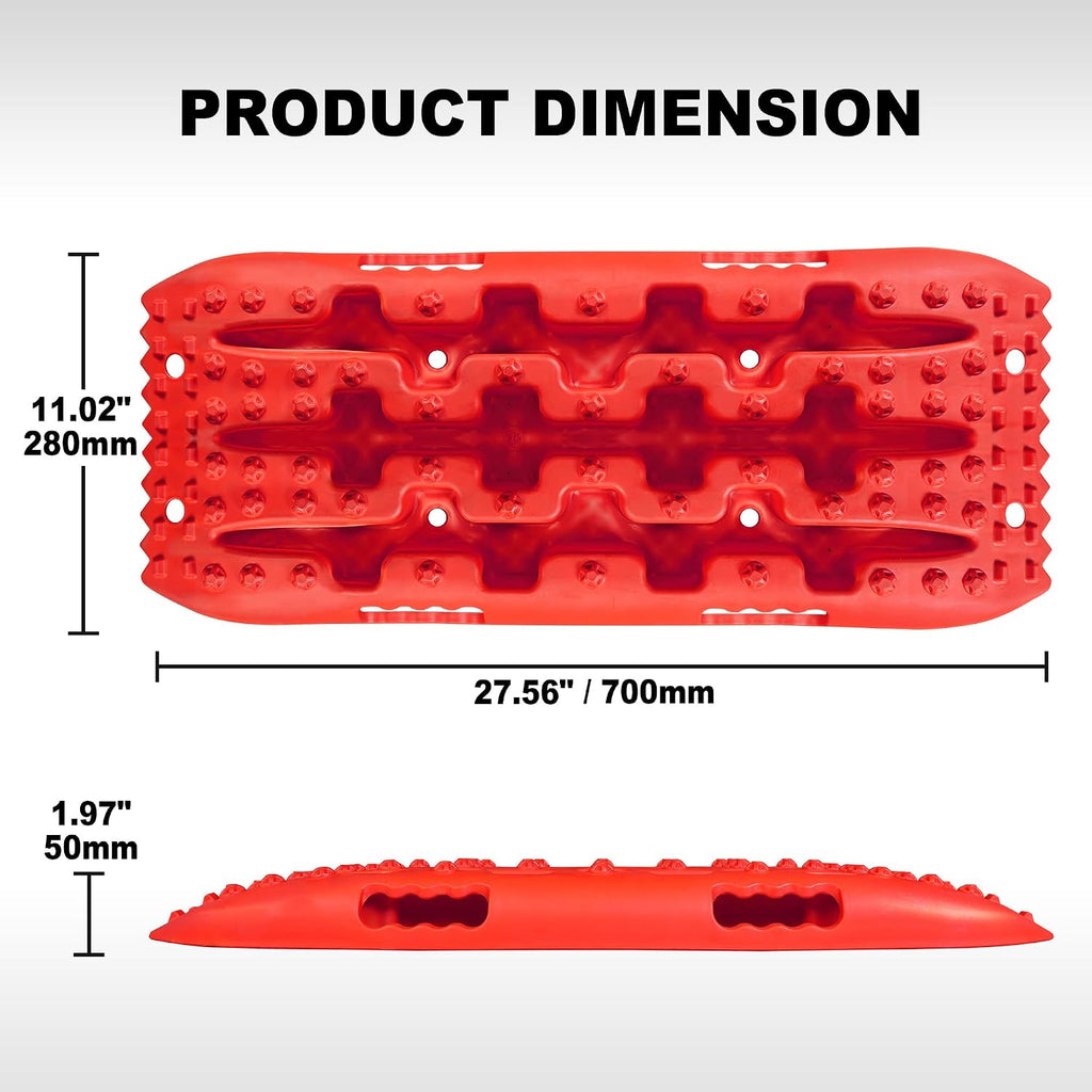 27-Inch Off-Road Traction Boards, Recovery Tracks, and Traction Mat Set for Snow, Mud and Sand Rescue