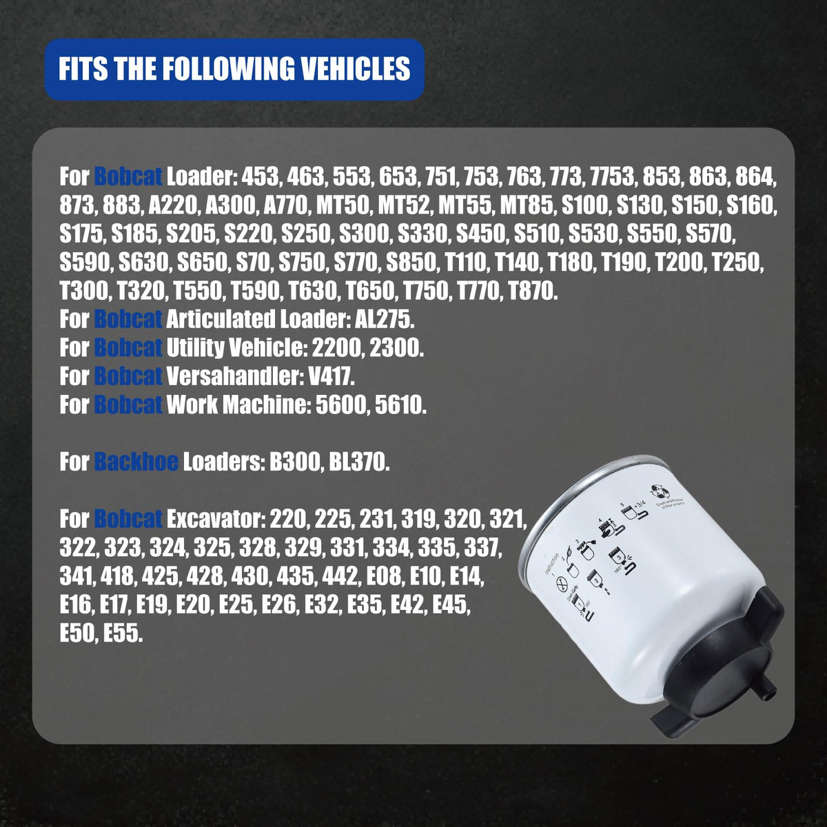 6667352 Fuel Filter with Water Separator Fits for Bobcat Loader