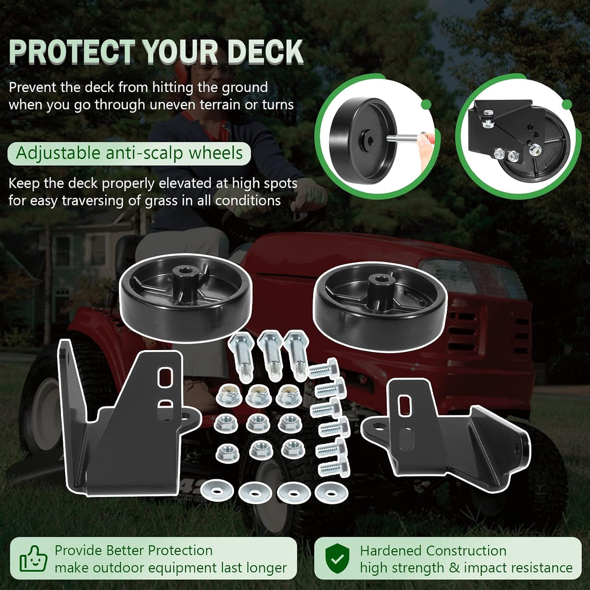 OEM-190-183 Lawn Tractor Deck Wheel Kit for MTD 38" & 42" Deck 2009 & Prior
