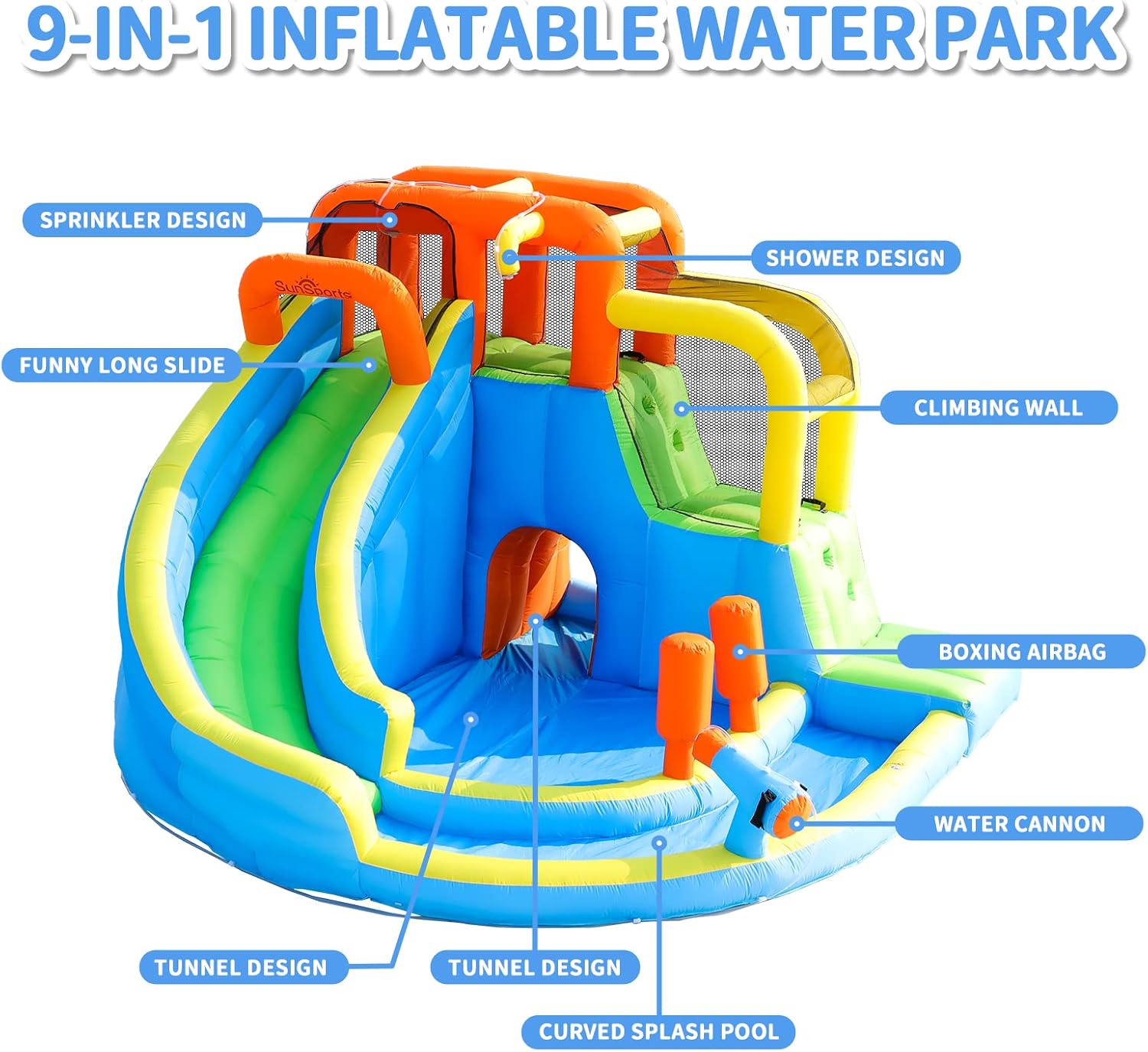 Inflatable Water Slide, Bounce House for Kids, Inflatable Water Park with Splash Pool, Bouncy Castle for Outdoor