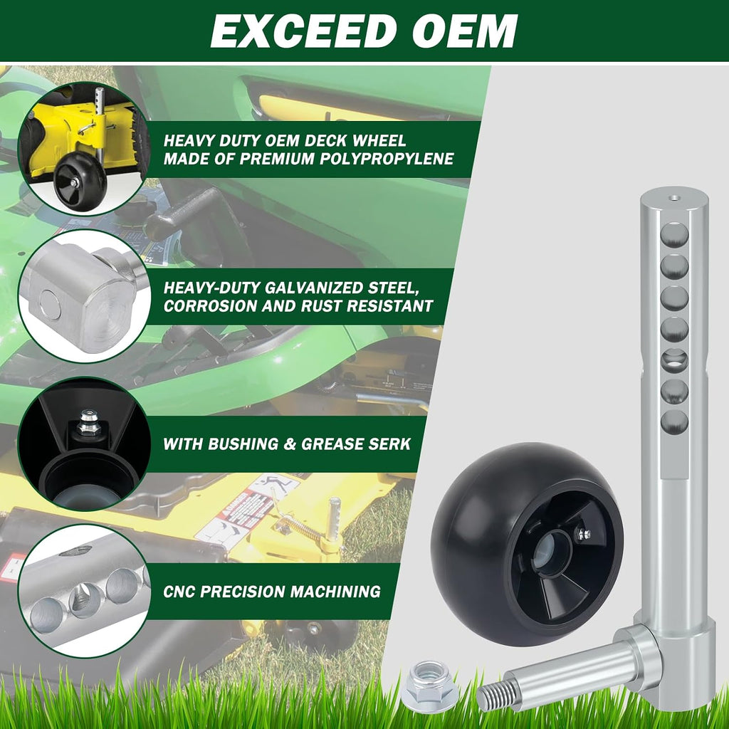 CheeMuii 4 Pack AM125172 Mower Deck Wheels & AM131288 AM131289 Deck Arm Kit