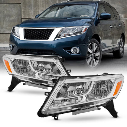 Fit 2013 2014 2015 2016 Nissan Pathfinder 13-16 Halogen Type OE Style Headlights Headlamps Driver Passenger Chrome