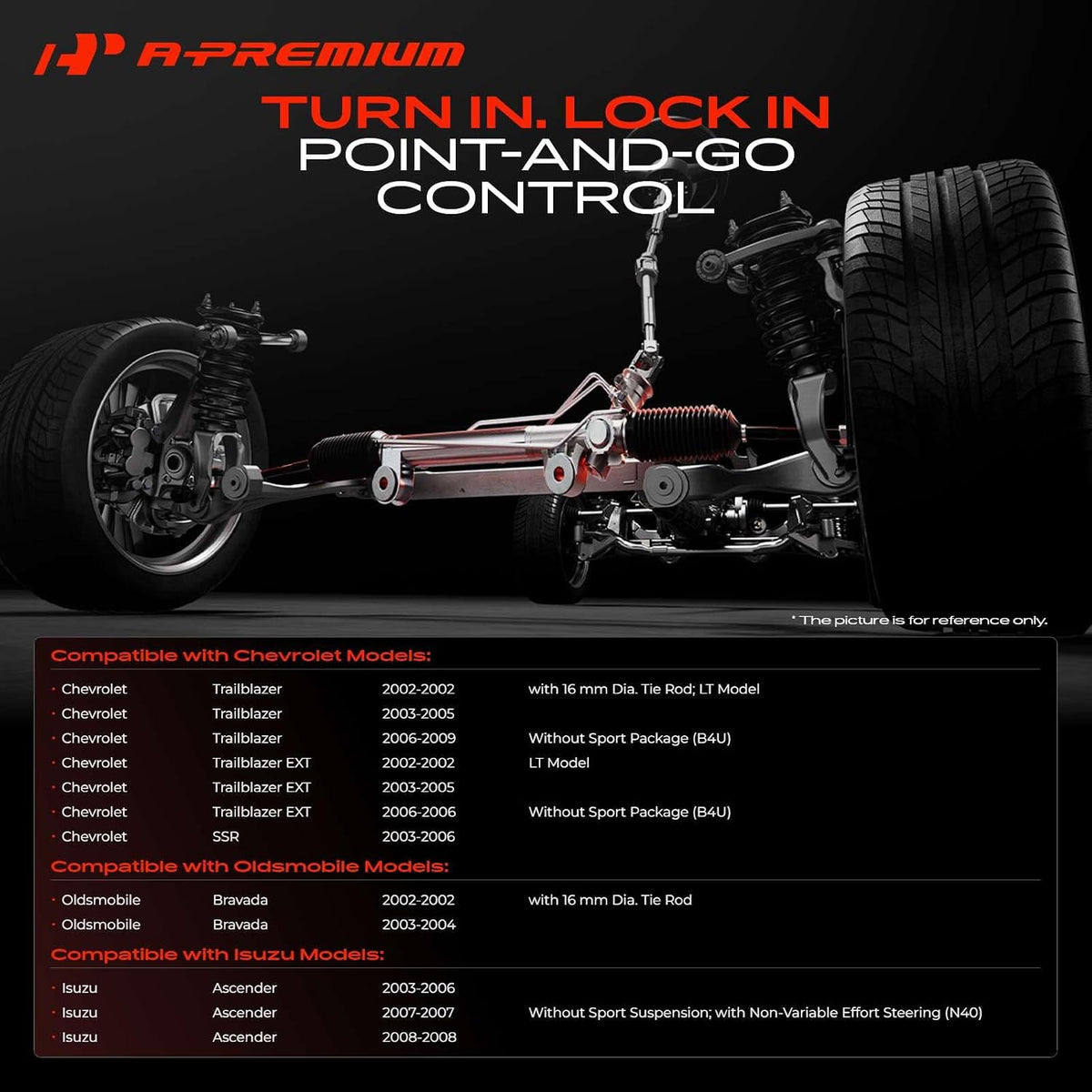 A-Premium Hydraulic Power Steering Rack and Pinion Compatible with Chevy