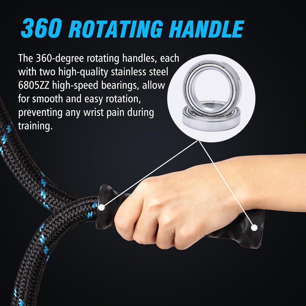 Upgraded Weighted Jump Rope for Fitness Men Women Second Generation 360 Rotating Handles, 3.21LBS 3.38LBS 3.41LBS
