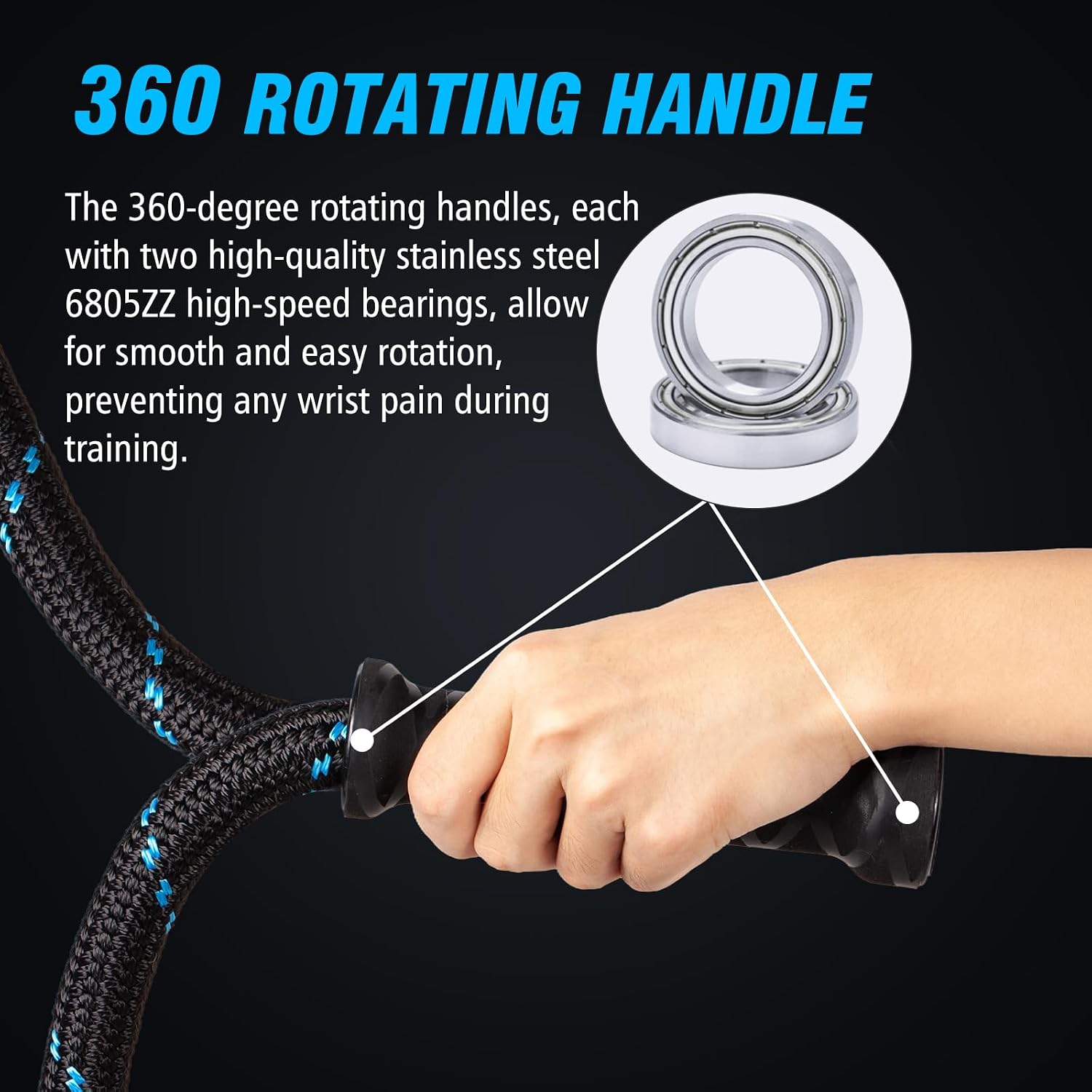 Upgraded Weighted Jump Rope for Fitness Men Women Second Generation 360 Rotating Handles, 3.21LBS 3.38LBS 3.41LBS