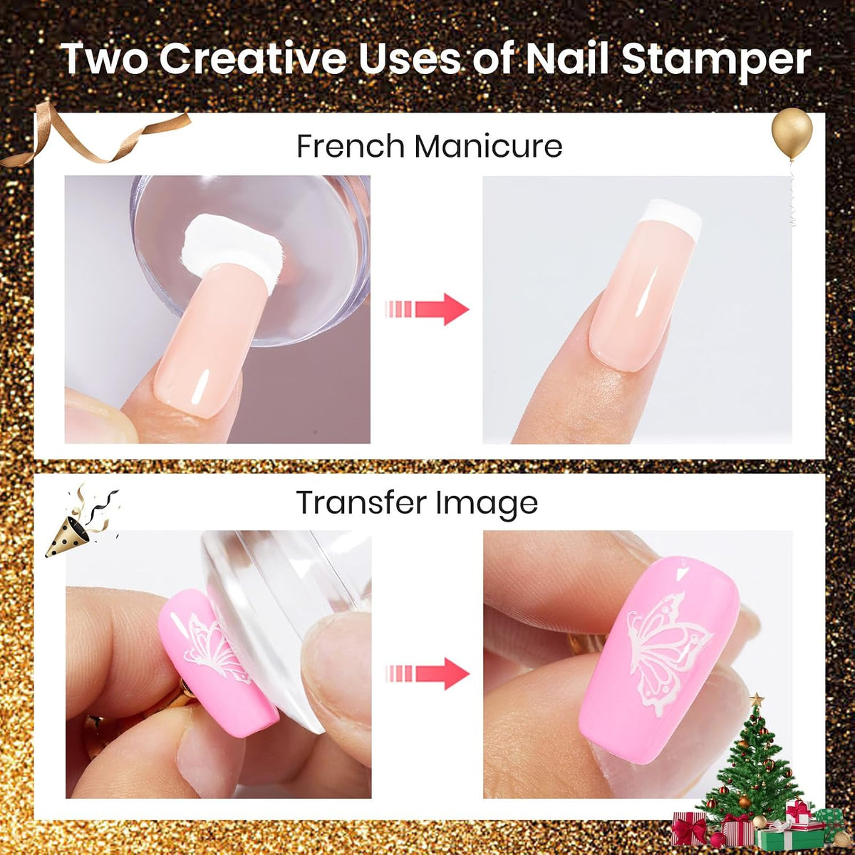 Beetles Nail Stamp Gel 16Pcs French Tip Nail Stamp Kit