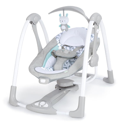 ConvertMe 2-in-1 Compact Portable Automatic Baby Swing & Infant Seat, Battery-Powered Vibrations, Nature Sounds, 0-9