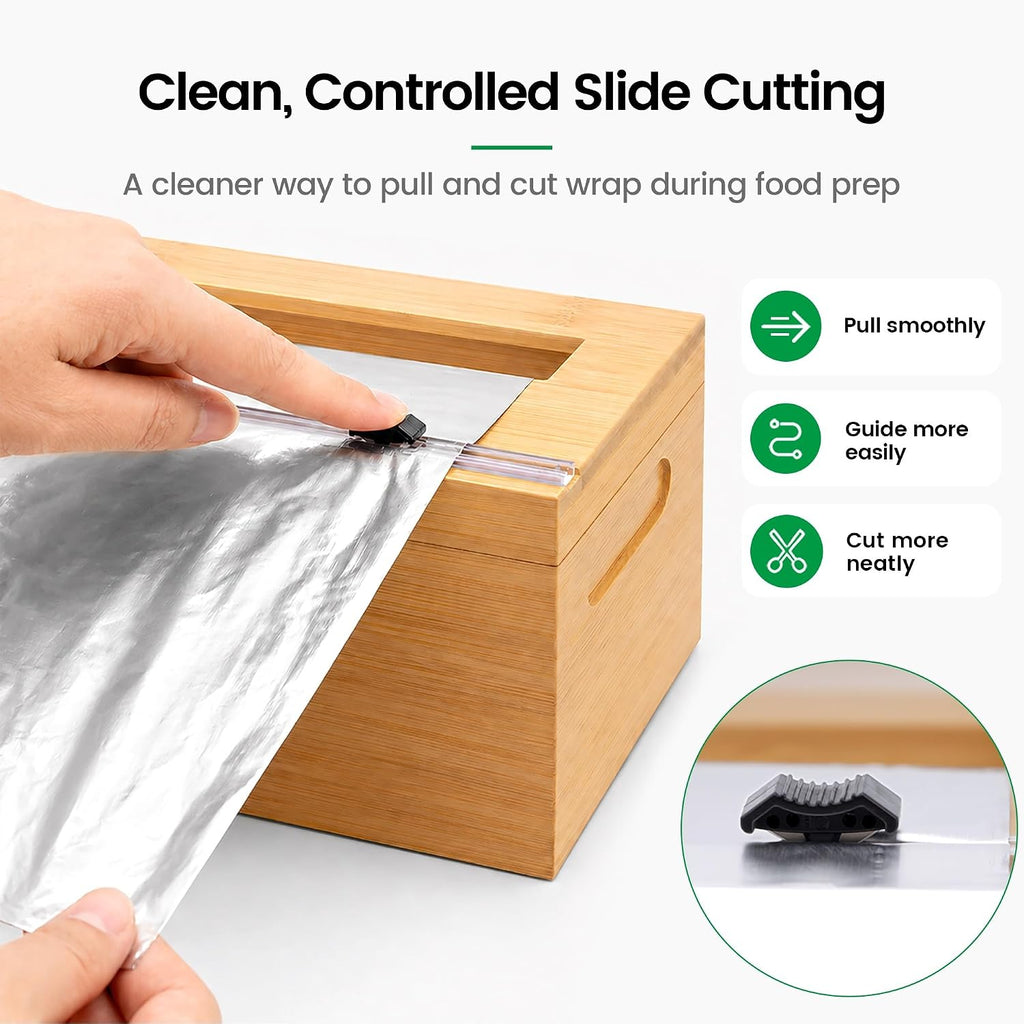 Bamboo 18 Inch Commercial Plastic Wrap Dispenser with Cutter
