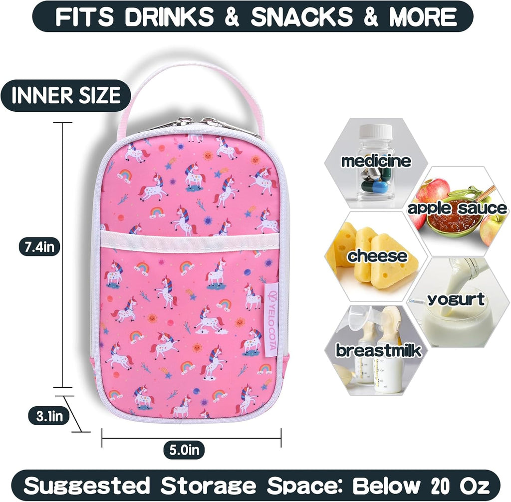 Small Insulated Lunch Bag- Snack Bag- Mini Cooler Bag with Handle for Travel,Work,School(Storage Space below 20oz)