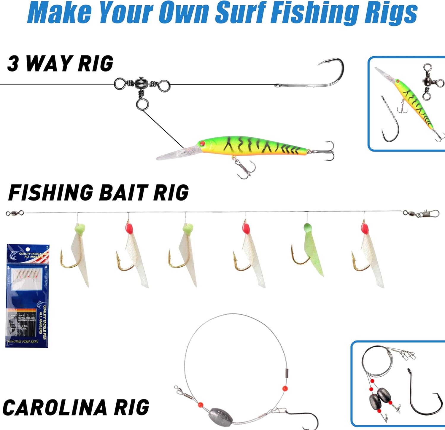 Saltwater Fishing Gear, 180pcs Saltwater Surf Fishing Tackle Kit Saltwater Fishing Lures Fish Finder Rigs Pompano Rig