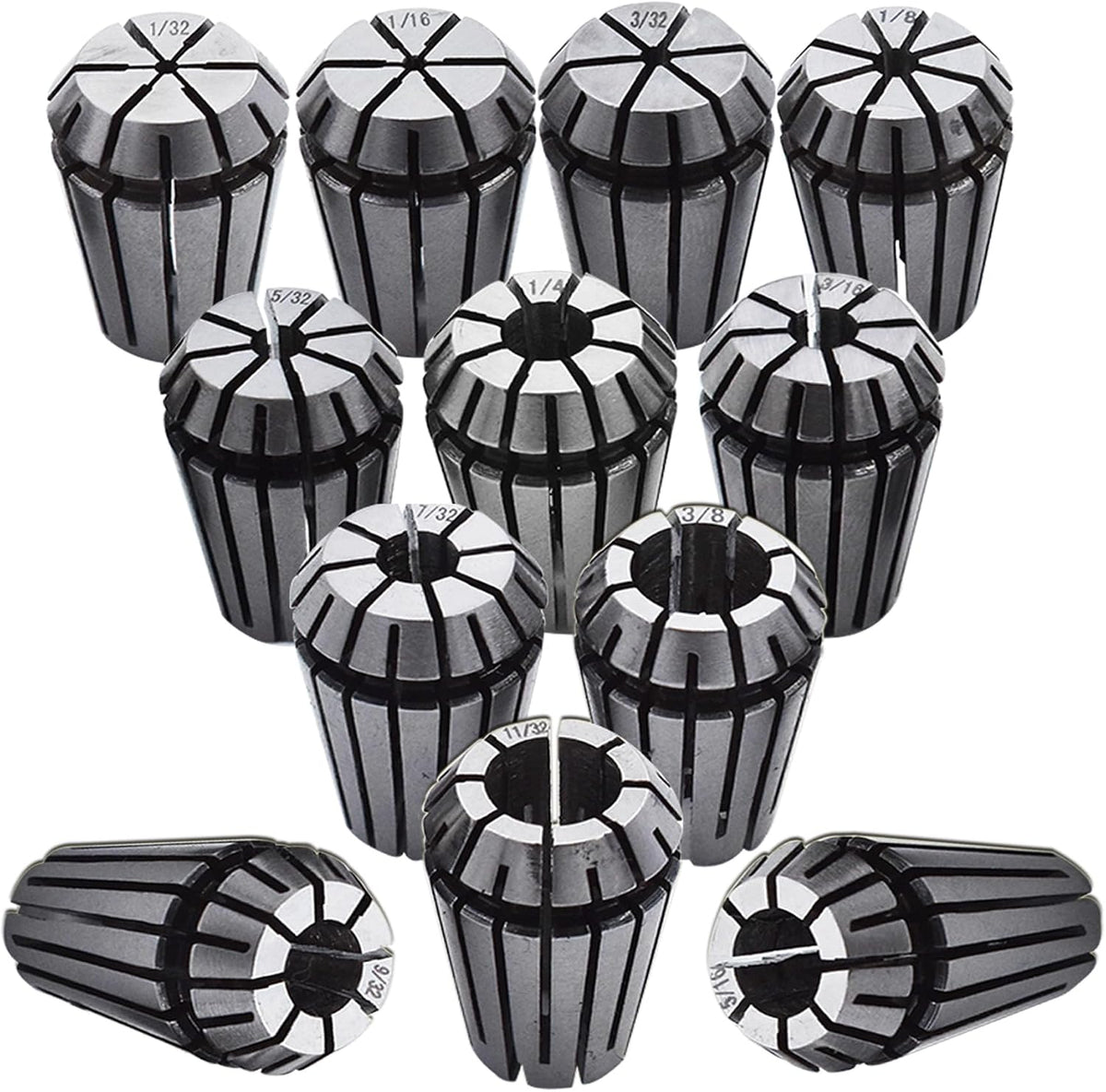ER-16 Spring Collet Set 12 PCS 1/32-3/8 for CNC Super Precision Milling Lathe Tool Workholding Engraving