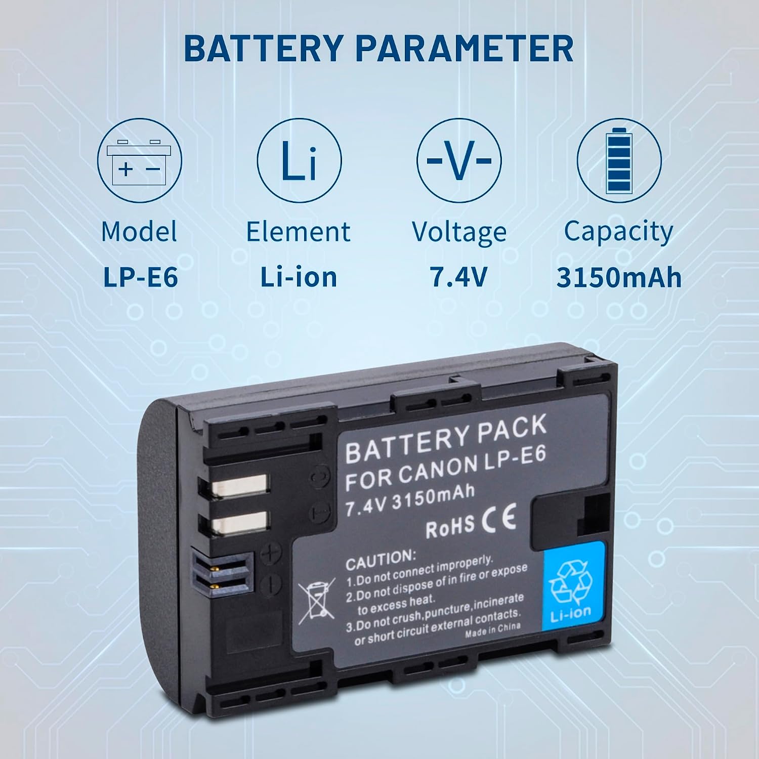 2-pack LP-E6 LP-E6N Batteries with Dual Charger for Canon EOS 5D Mark II | 5D Mark III, 5D Mark IV, 5DS, 5DS R, 6D