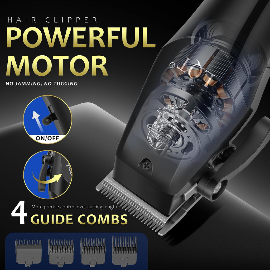Hair Clippers for Men with LED Display, 4-Piece Cordless Grooming Kit with Hair Clipper, Beard Trimmer, Foil Shaver &