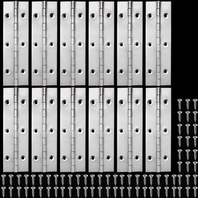 12 Pack 6 Inch Piano Hinge, 1.2" Open Width Stainless Steel Continuous Hinge with Holes Heavy Duty Furniture Hinges for Cabinet Door Boats Storage Box Woodworking, Silver