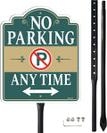 No Parking Any Time Sign with 34.6" Stake for Yard | 12" x 10" No Parking Signs With Stand, Rust-Free Aluminum