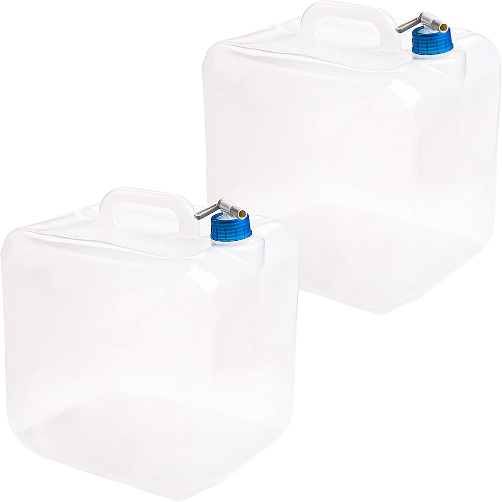 2 Pack 5.3 Gallon Collapsible Water Container with Spigot, Food Safe Water Storage Jug, BPA-Free Camping Water