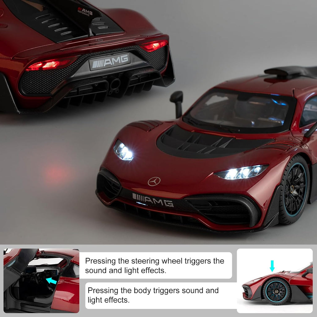 1/18 AMG ONE Die-cast Model Car, Collectible Alloy Model with Sound and Light Function and Pullback Function, Red