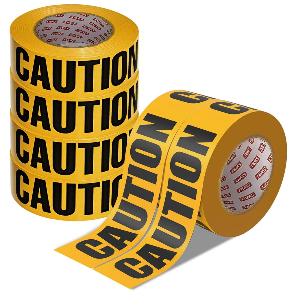 6 Rolls Premium Yellow Caution Tape, 3 Inch x 1000FT(Total 6000FT) Bright Hazard Tape with Bold Black Text for