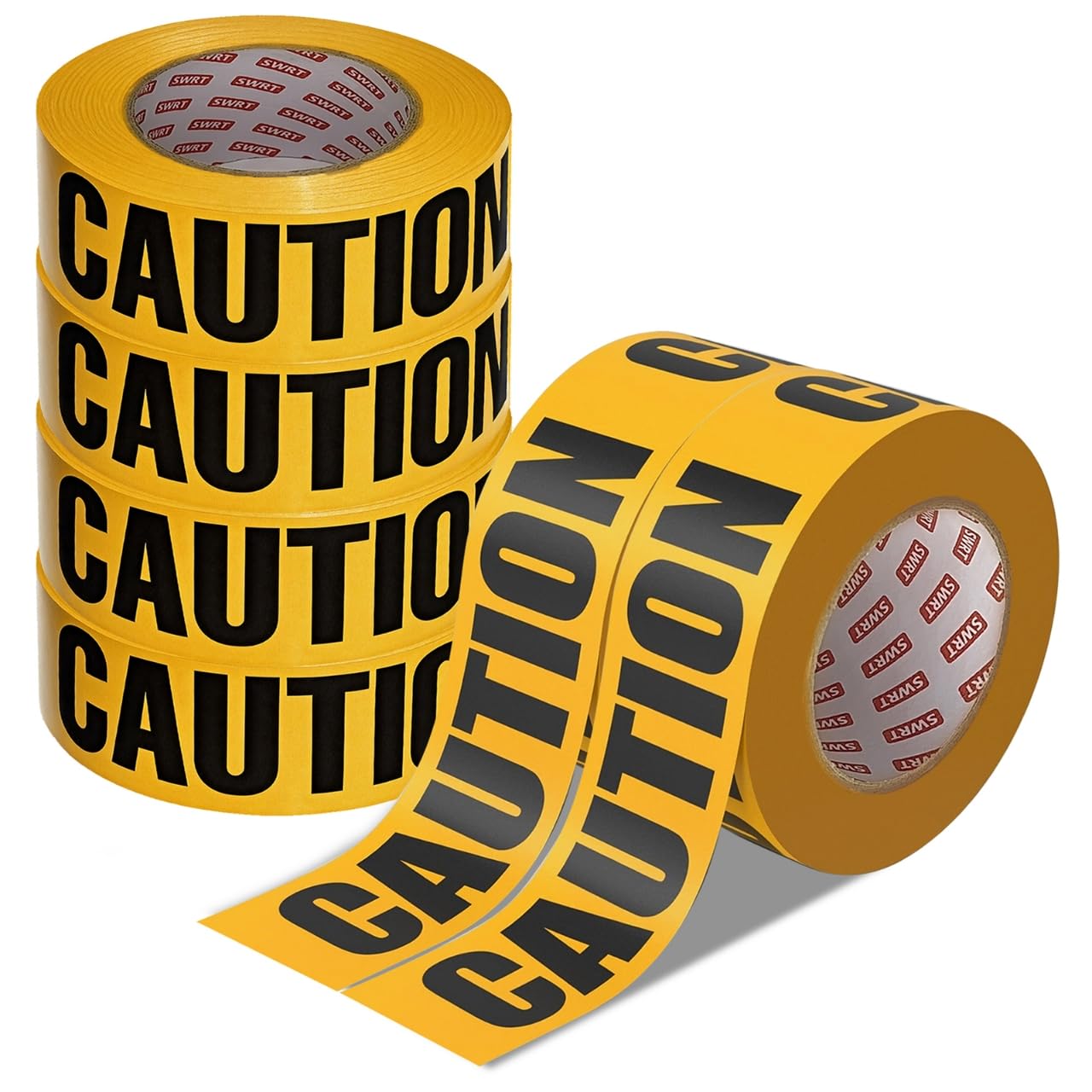 6 Rolls Premium Yellow Caution Tape, 3 Inch x 1000FT(Total 6000FT) Bright Hazard Tape with Bold Black Text for