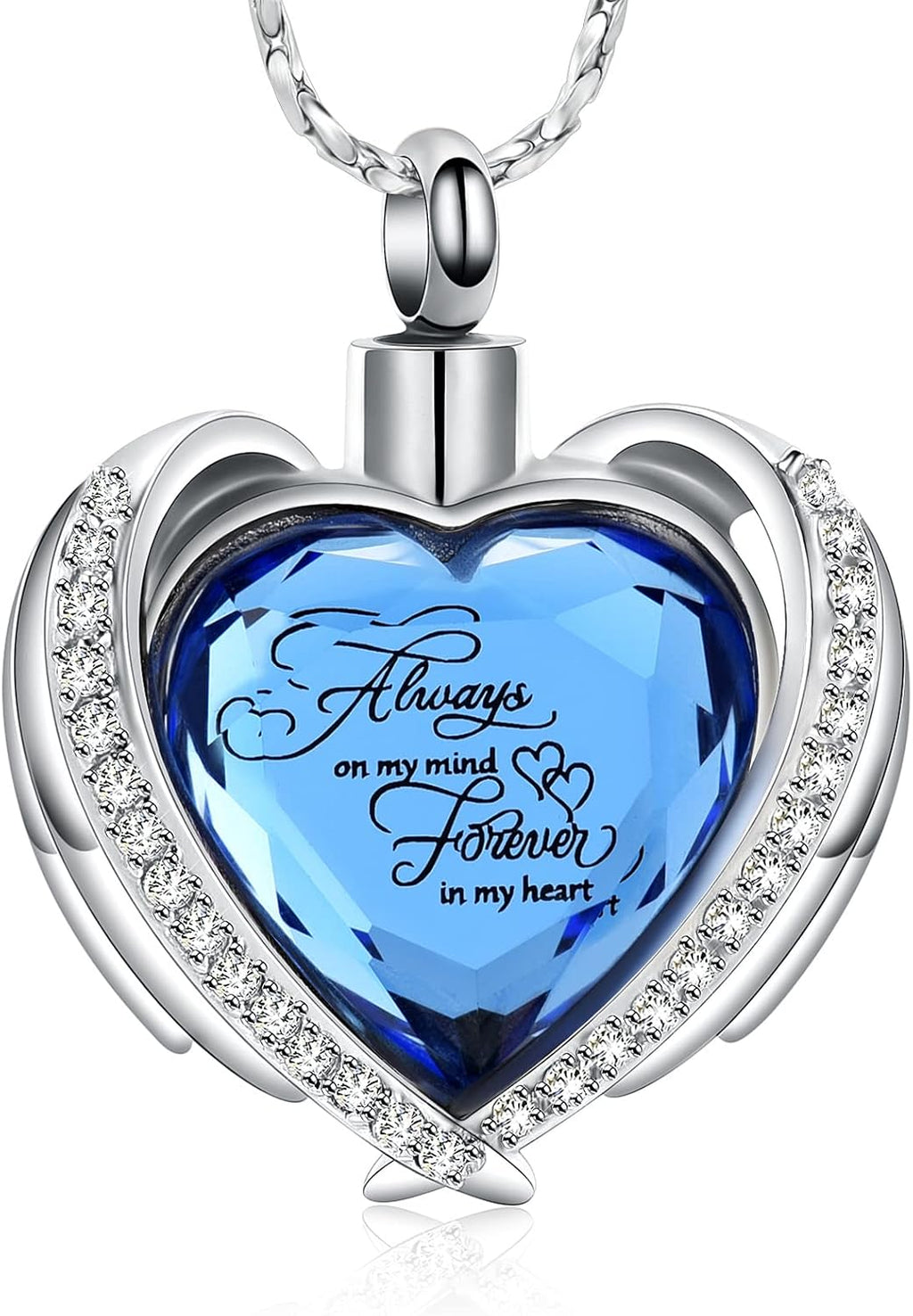 Cremation Jewelry for Ashes Pendant - Crystal Heart Urn Necklace with Mini Keepsake Urn Memorial Ash Jewelry