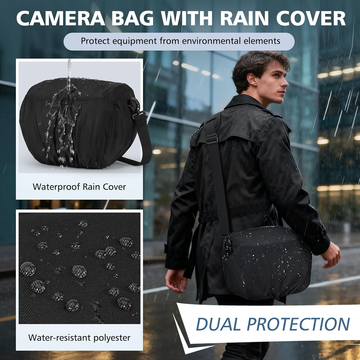 Camera Bag, DSLR/SLR/Mirrorless Camera Sling Bag for Photographers Waterproof Small Camera Case with Tripod Holder &