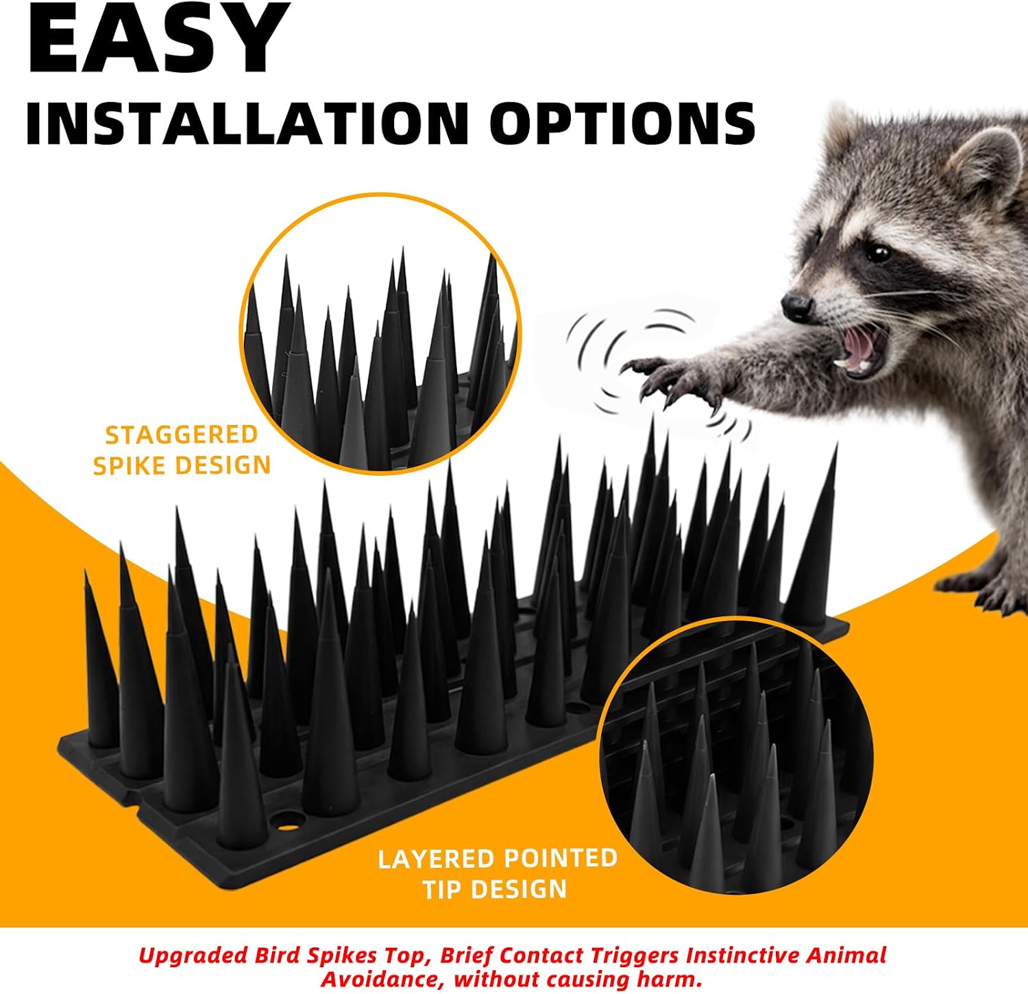 Bird Spikes, 24 Pack, 33.5 FT Total Coverage, Outdoor Bird Deterrent for Pigeons and Small Birds, Helps Keep Cats and