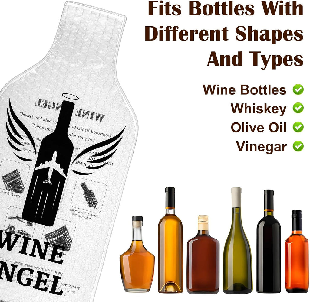 10 Set Wine Protector Bags for Travel, Reusable Wine Sleeves for Suitcase Luggage, Unbreakable & Double Layer Bubble