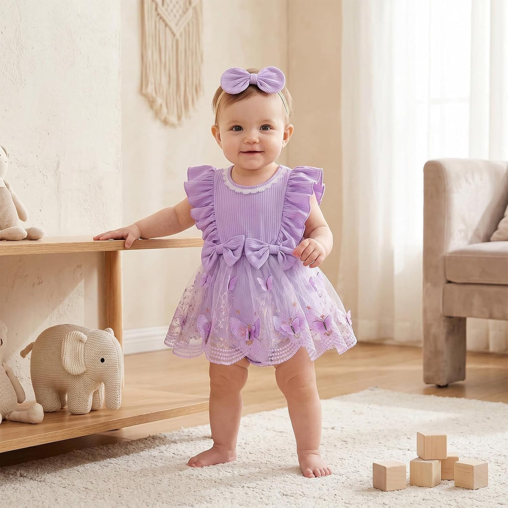 Baby Girl Clothes Summer Infant Romper Tulle Dress Outfit 0-18M