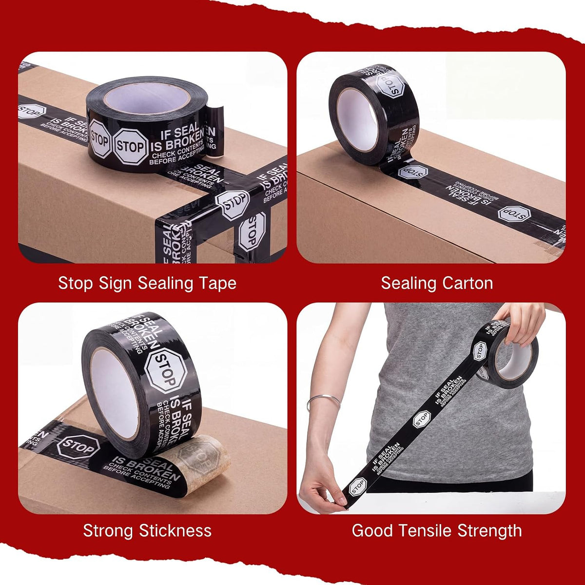 10 Rolls 2 Inch Security Packing Tape, Tamper Proof Tape, Black