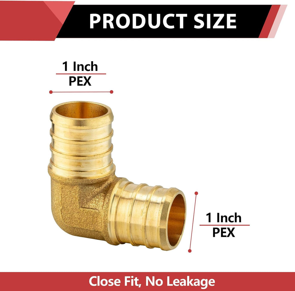 5PACK EFIELD 1-Inch Pex Elbow Barb Crimp Brass Fitting(PEX1807062-5)