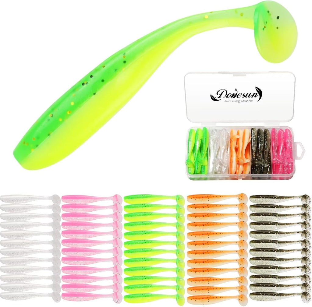 Crappie Lures Kit Soft Plastic Baits Paddle Tail Swimbaits Fishing Soft Plastic Lures Crappie Walleye Trout Bass