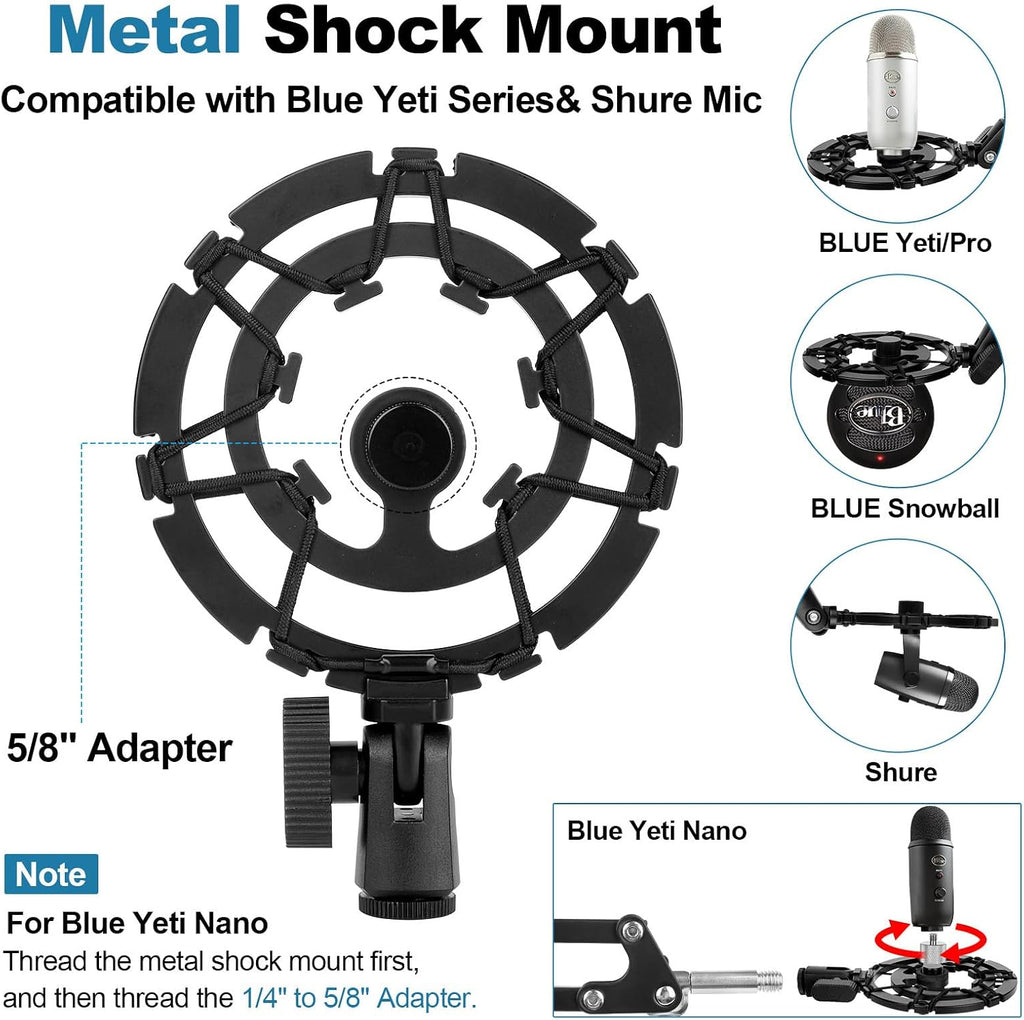 Microphone Stand for Blue Yeti Upgraded Mic Boom Arm Desk Mount for Hyperx Quadcast Blue Yeti Pro X Snowball with Top