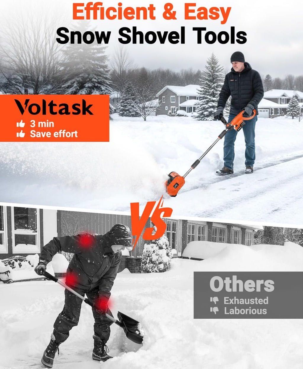 Cordless Snow Shovel - 24V | 11-Inch | 4-Ah Cordless Snow Blower, Battery Snow Blower with Adjustable Front Handle