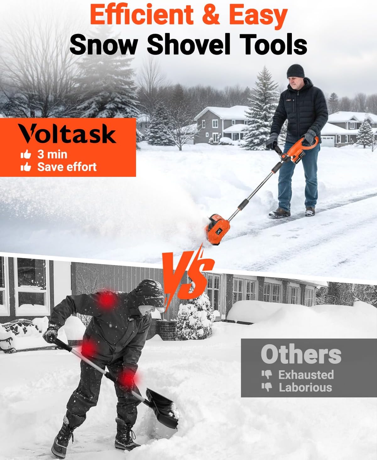 Cordless Snow Shovel - 24V | 11-Inch | 4-Ah Cordless Snow Blower, Battery Snow Blower with Adjustable Front Handle