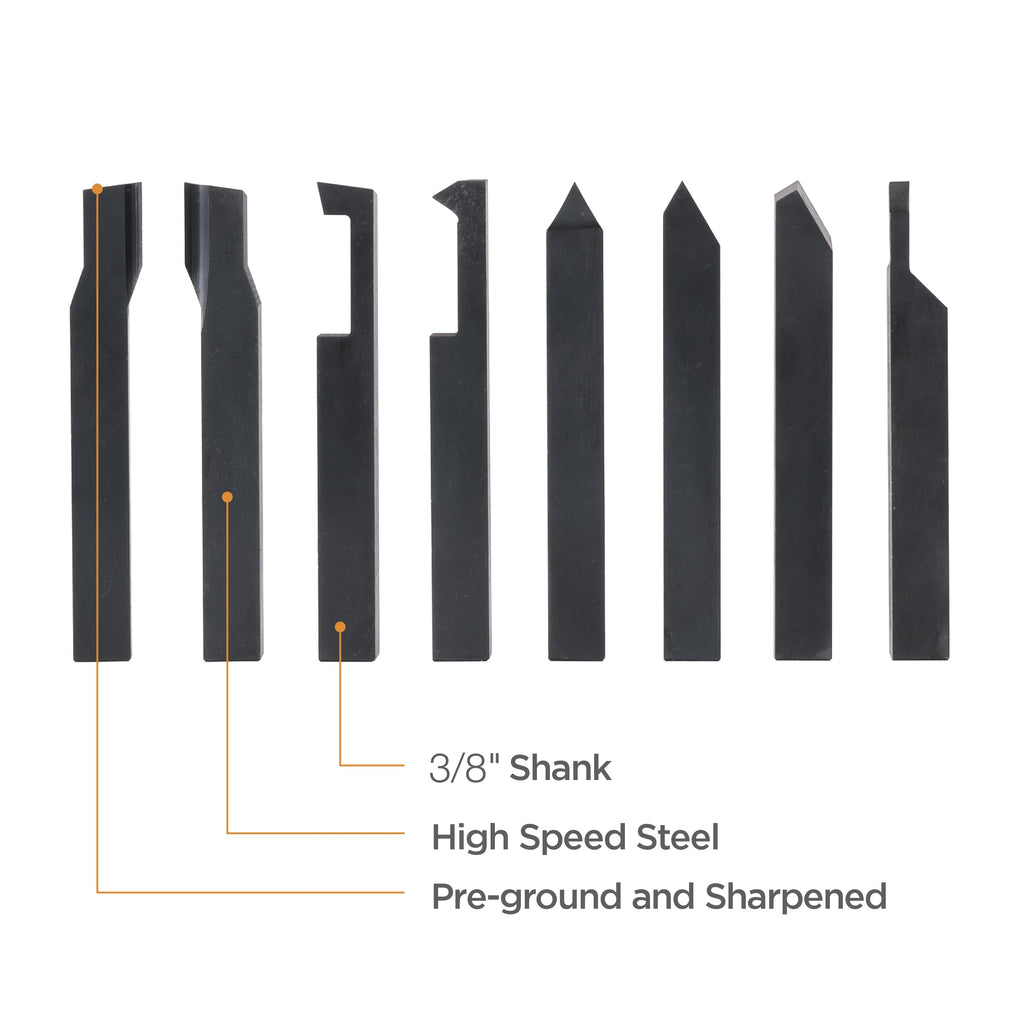Jerax tools 3/8" HSS Tool Bit Set Turning Facing 8 Pcs